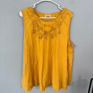 Style & Co Golden Yellow Wide Strap Sleeveless Top Plus Size 3X 100% Cotton